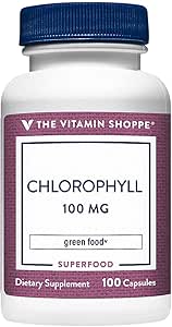 The Vitamin Shoppe Chlorophyll 100mg - Natural Food Supplement, Green Superfood That Supports The Immune System & Energy Production, 'Natural Deodorant' (100 Capsules)