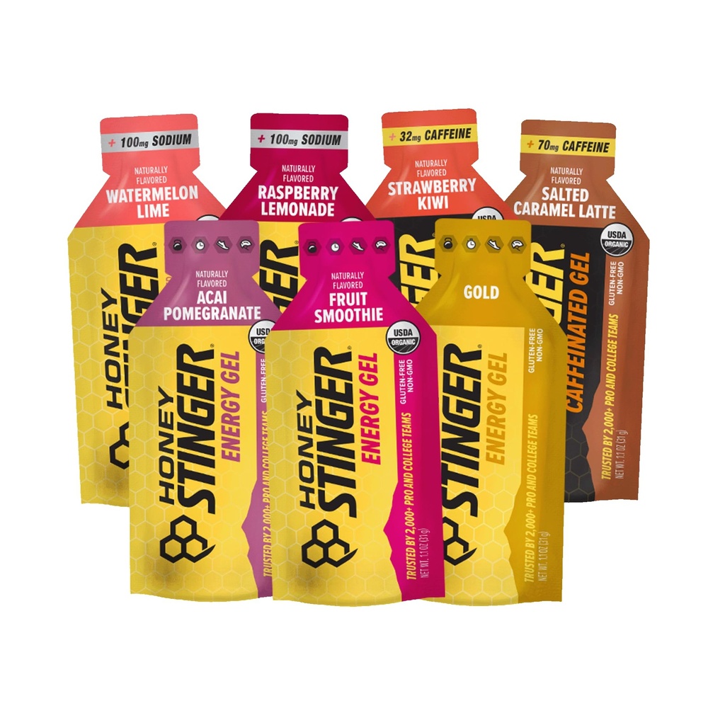 Honey Stinger Energy Gel Sampler Pack, Gluten Free, for Exercise, Running and Performance, Sports Nutrition for Home & Gym, Pre and Mid Workout, Pack of 7