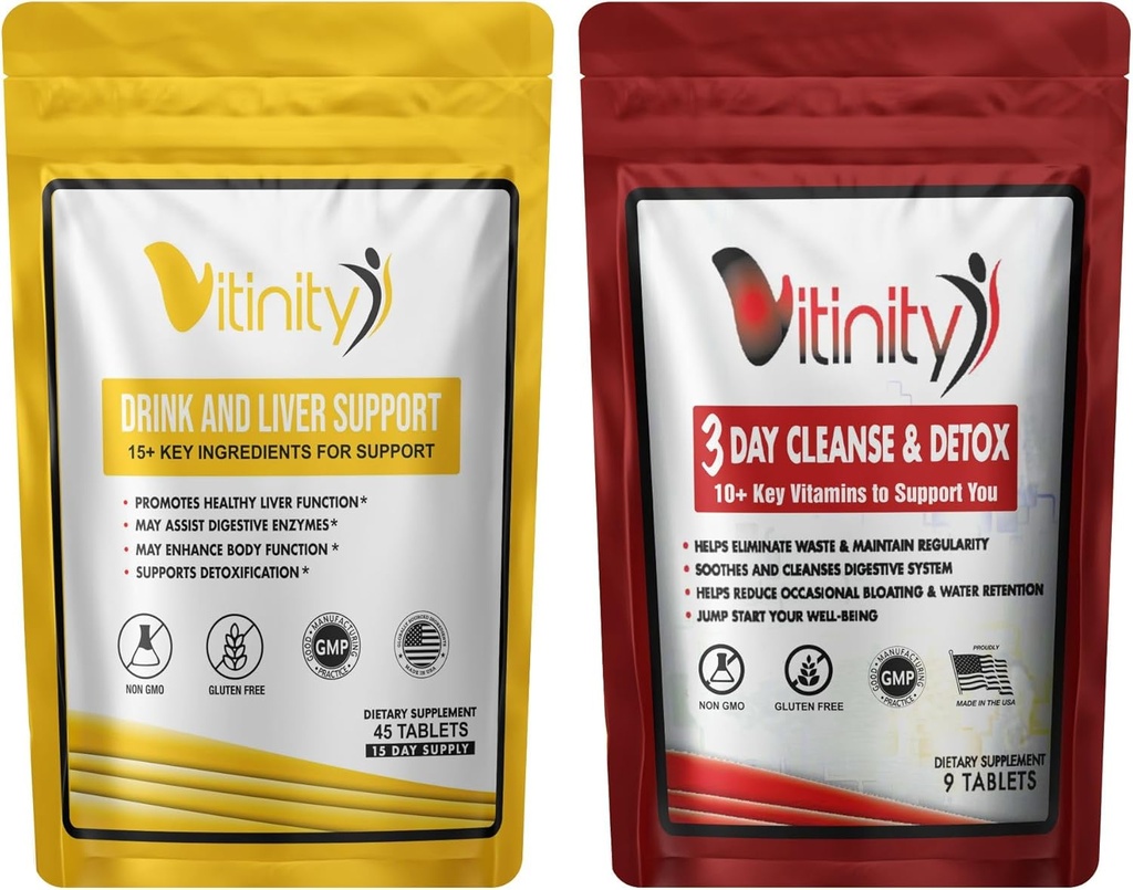 Anti- Drink Leverrensetilskud, 25 + Key Ingredients- Craving Support, Leversundhed, Kudzu, Milk- Thistle, Holy Basil, DHM Natural Cleanse, Gradual Reduction, Replenisher 30 + 9 Tabs (Drink- Cleanse Combo)