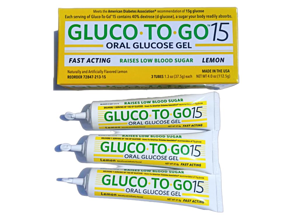 15 - Oral Glucose Gel Lemon Flavored, 37.5g, 3 one use Squeeze Tubes per Package/Twist Cap