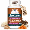 Cancer Sciences Cordyceps Mushroom Supplement kapsler - 1.500mg Organic Mushroom Complex for Wellness, høj potens 40% Beta- glucans, immunsupporttillæg for energi & Stamina Booster, 120 Greve