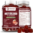 Zammex Multi Collagen Peptider Gummies (type 1, 2, 3, 5 & 10), 30 Servering, Anti- Aging Collagen Gummy Kosttilskud til kvinder & mænd med Biotin Vitamin C, Hyaluronsyre, Peach Flavor