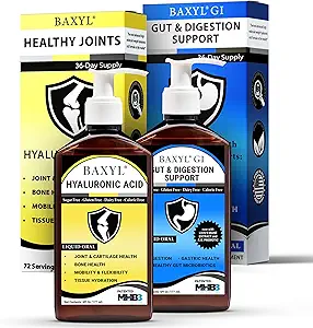 BAXYL + GI Bundle - Flydende hyaluronsyre til fælles relief & MHB3Hyaluronan og amaluronan til fordøjelse, fordøjelsesstøtte & Mave Relief