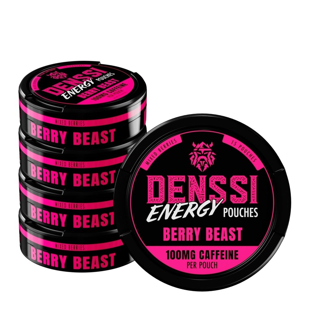 Energy Pouches – Fast-Acting Caffeine + Nootropic Boost – Sugar-Free, Tobacco-Free, Zero Crash Replacement/Alternative for Focus and Energy (5-Pack, Berry Beast (Mixed Berry))