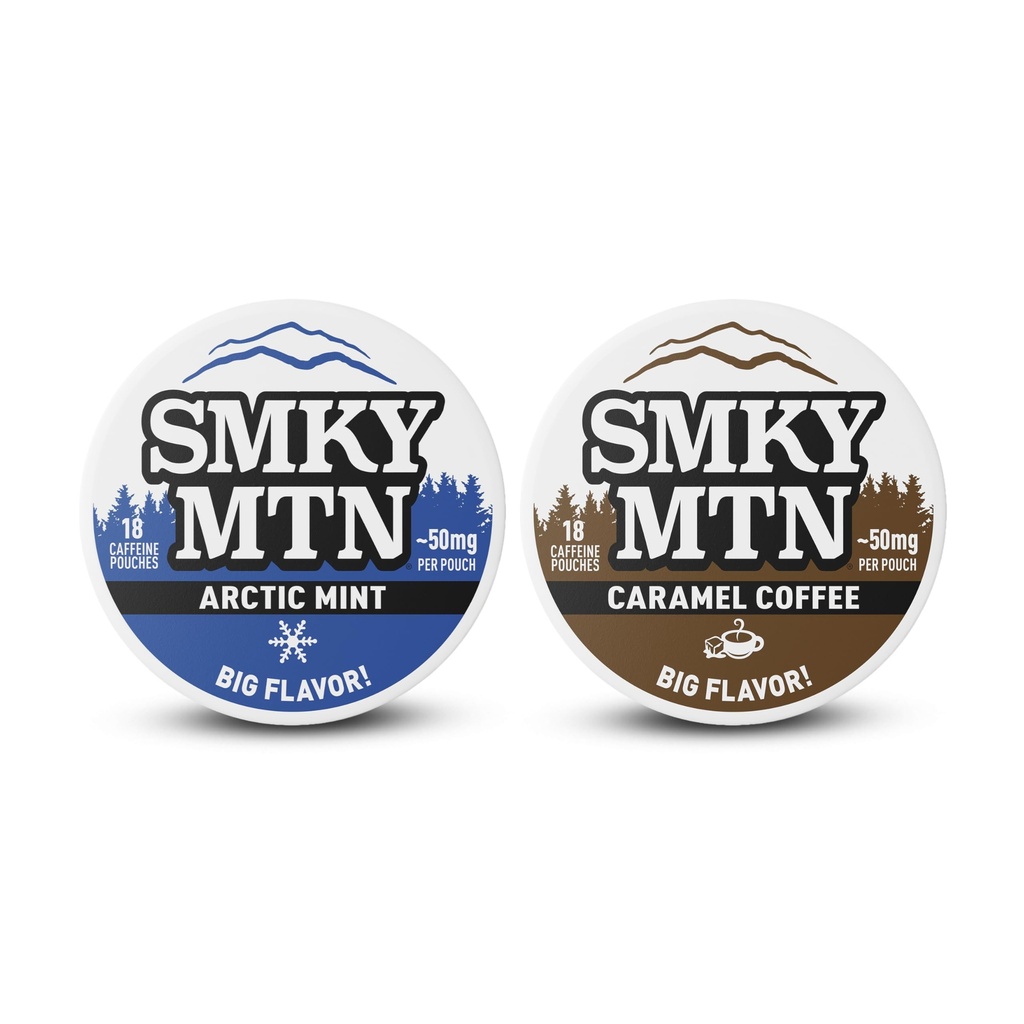 SMOKEY MOUNTAIN Artic Mint & Caramel Coffee Herbal Caffeinated Pouches - Tobacco-Free and Nicotine-Free - 2 Pack
