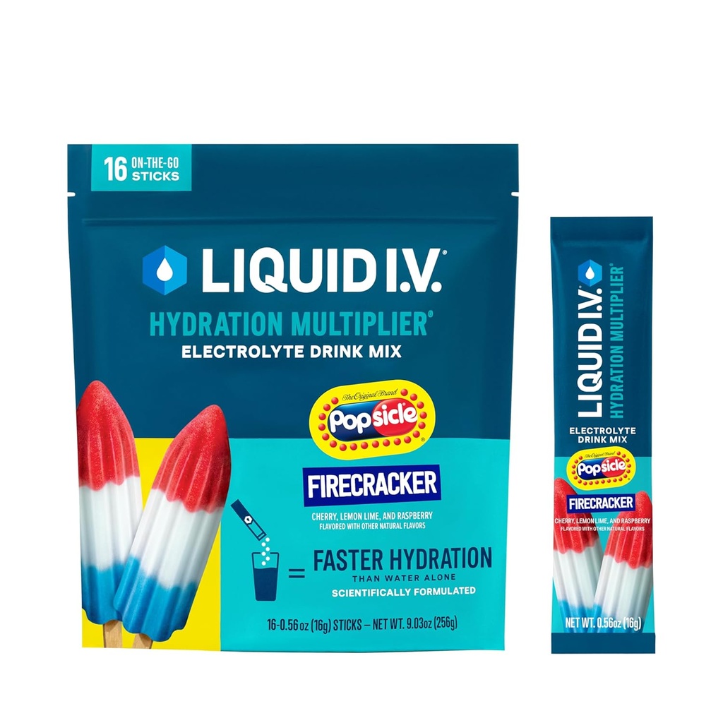 Liquid I.V. ® Hydration Multiplier - Piscle Firecracker; Electrolyte Powder Drink Mix; 124; 1 pakke (16 Servere)