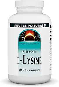 Source Naturals L- Lysin 500 mg fri form - Aminosyretilskud understøtter energi og dannelse af kollagen * - 250 tabletter