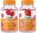 Lifeable Calcium Magnesium + Zink 50mg, Gummies Bundle - Great Tasting, Vitamin Supplement, Gluten Free, GMO Free, Chewable