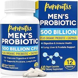 Probiotika til mænd, 500 Millioner CFU 'er & 12 Stammer, Prebiotic & Probiotic, Cranberry, Saw Palmetto, fordøjelsesenzymer, Gut & Bloating, Lung Lever Prostate Support, 30-dages levering