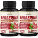 2 Pack Berberine HC- Plus Ceylon kanel, gurkemeje, Milk Thistle, Artiskoke, Black Pepper, Berberine HCI Root Supplements Pills - immunsystem