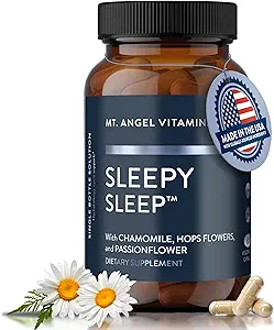 Mt. Angel Vitaminer - Sleepy Sleep - Naturlig sovehjælp til voksne med Melatonin og Plant Ekstrakter - Ikke-HabiUal Sleep Supplement - 60 kapsler