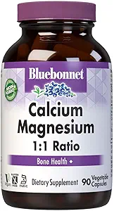 BlueBonnet Calcium Magnesium 1: 1 Ratio Vegetariske Kapsler, 90 Tælling