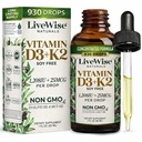 Vitamin D3 med K2 flydende dråber, Alle naturlige, non-GMO, 1208iu D3 og 25mcg K2 (mk7) per Servering, Support dine knogler, immunsystem og energiniveauer, med eller uden pebermynte olie