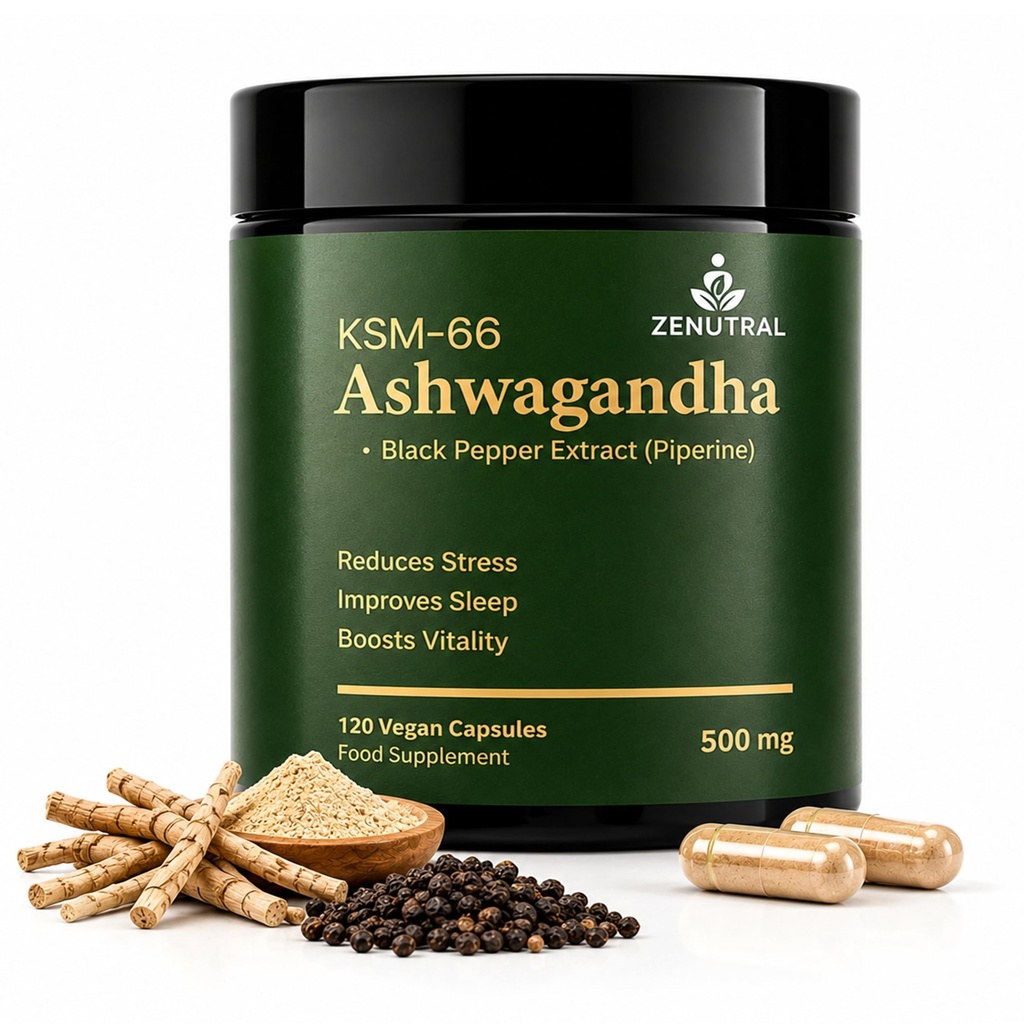 KSM-66 Ashwagandha 500mg with Black Pepper (Piperine) – Stress, Sleep & Cortisol Support – Calm Energy, Focus & Mood – Non-GMO Vegan 120 Capsules (4-Month Supply)