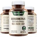 Vegan Labs Berberine HCL 1200MG med Organic Ceylon Cinnamon - 180 Vegan Capsules - Understøtter det samlede sundheds- og immunsystem