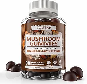 Mushroom Gummy 10 Blend - Mushroom Complex All- in- One Daily Mushroom Supplement Gummy med Chaga, Lions Mane, Reishi, Cordyceps - 90 Gummies