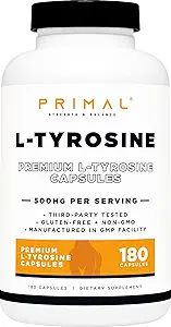 Primal L- Tyrosin kapsler (180 kapsler / 500 mg per servering)