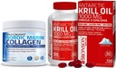 Bronson Marine Collagen Peptider Hydrolyseret protein pulver + antarktisk krill Oil 1000 mg med Omega- 3s EPA DHA