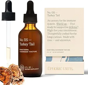 Tyrkiet Tail Mushroom Extract - Dobbelt Extracted Fruitbody Mushroom Tincture 124; Immunity Booster, Forvaltninger Inflammation, Sodthes Aches, Sund fordøjelsesfunktion, Antioxidanter (60 Servere)