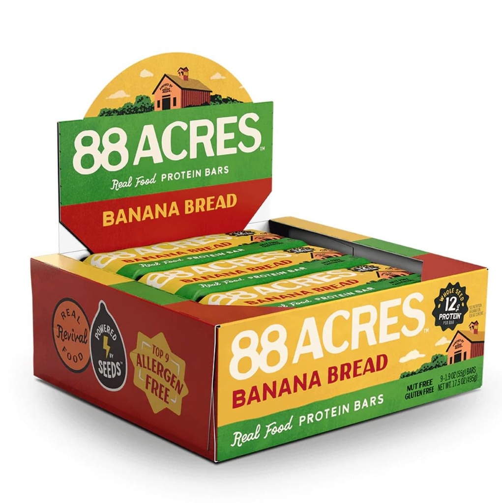 88 Acres, Banana Bread High Protein Bar, 0.18 Ounce, 9 Pack