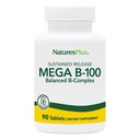 Natures Plus Mega B- 100 Complex - 90 Vedvarende udgivelse Vegetariske tabletter - Energy & Brain Booster - Gluten Free - 90 Servere