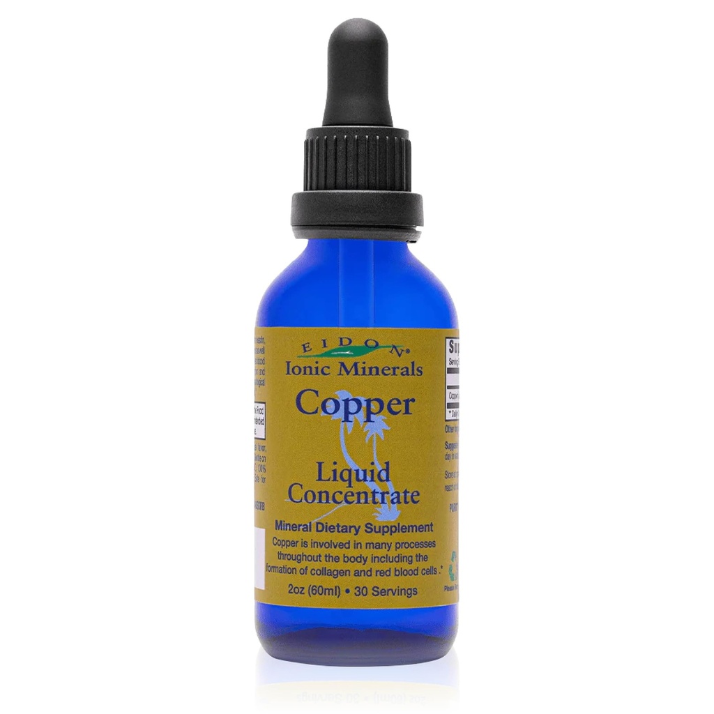 Eidon Ionic Minerals kobber - Kobber supplement, flydende koncentrat, Mineral kost supplement til røde blodceller støtte & sund hud - 2 Ounce flaske