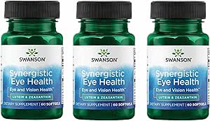 Swanson Lutein & Zeaxanthin Synergistisk Eye Health Vision Retina Macula Supplement (Lutein 20 mg & OmniXan Zeaxanthin 2 mg) 60 Softgels Sgels (3 Pack)