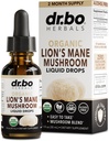 Lions Mane Mushroom Supplement Drops - Organic Lions Mane Mushroom Flydende tinktur til fokus, Fog Brain Health Kosttilskud - Vegan Herbal Nervine Nootrop Organic Lions Liquid Supplement Extract 1oz
