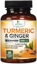 Gurkemeje Supplement 2600mg - med Økologisk Ginger & Gurkemeje, BioPerine Black Pepper Extract 95% Curcuminoider - Avanceret Absorption Joint & Antioxidant Extra Strength Support - 60 kapsler