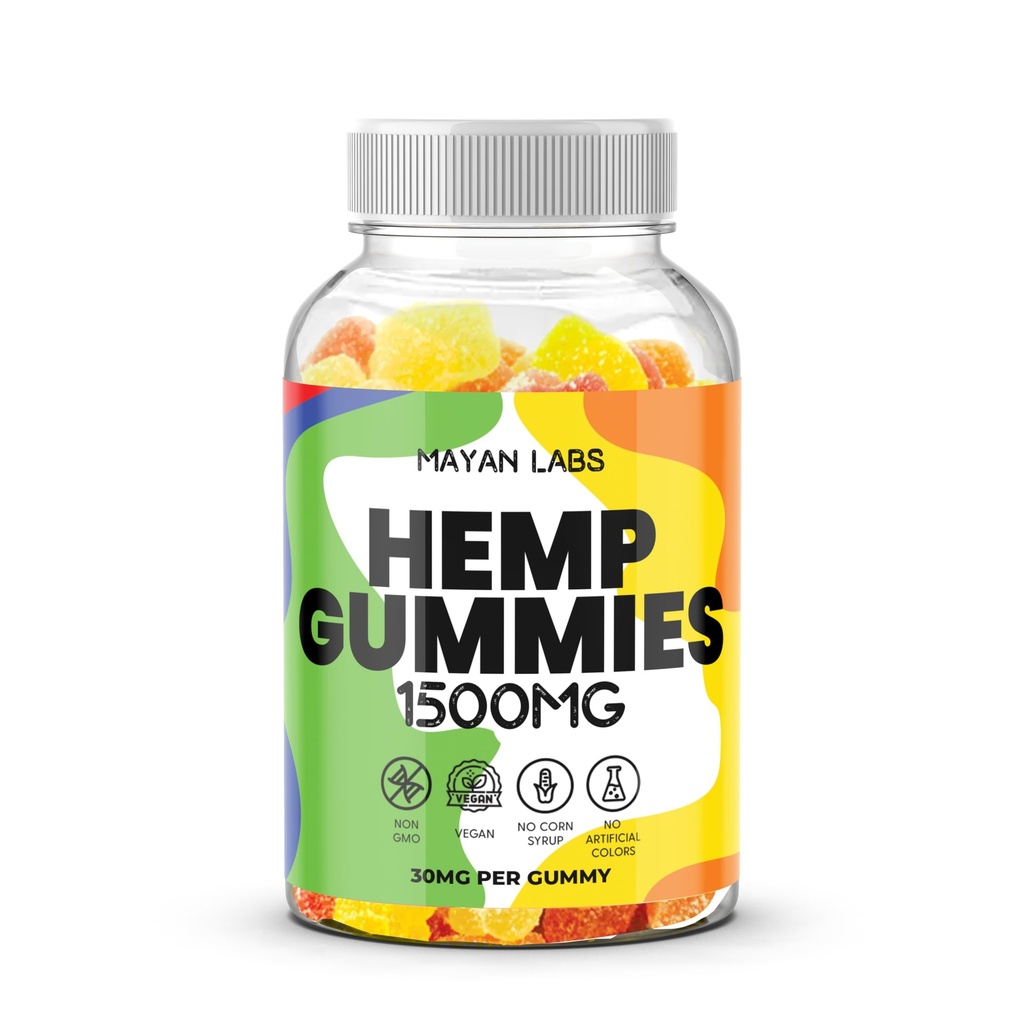 Natural Hemp Gummies High Potency Pure Organic Hemp Oil Supplement - Natural Edibles Gummies Gomitas Extra Strength L-Theanine Ashwaghanda