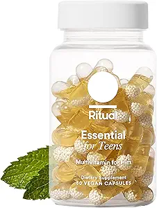 Rituelle Teen Vitaminer til drenge - Zink, vitamin A og D3 til immunfunktion Support *, Omega-3 DHA & B12 til hjerne sundhed, non-GMO, Mint Essenced, 30 dages forsyning, 60 Veganske kapsler