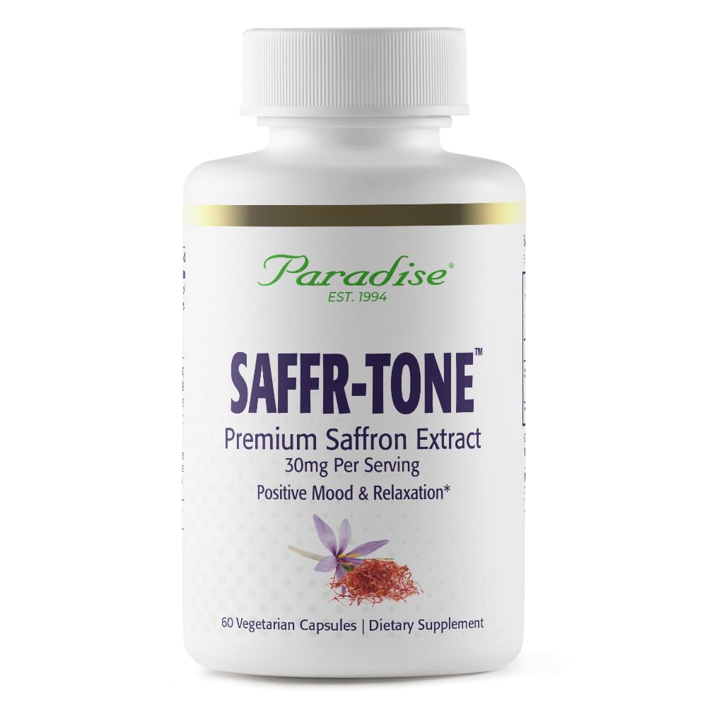 Paradise Herbs Saffr- Tone, Saffron Extract, Active Whole Spectrum Extract, Super Potent, Ultra Pure, Vegan, Non- GMO, Gluten Free, 60 Vegetariske Kapsler