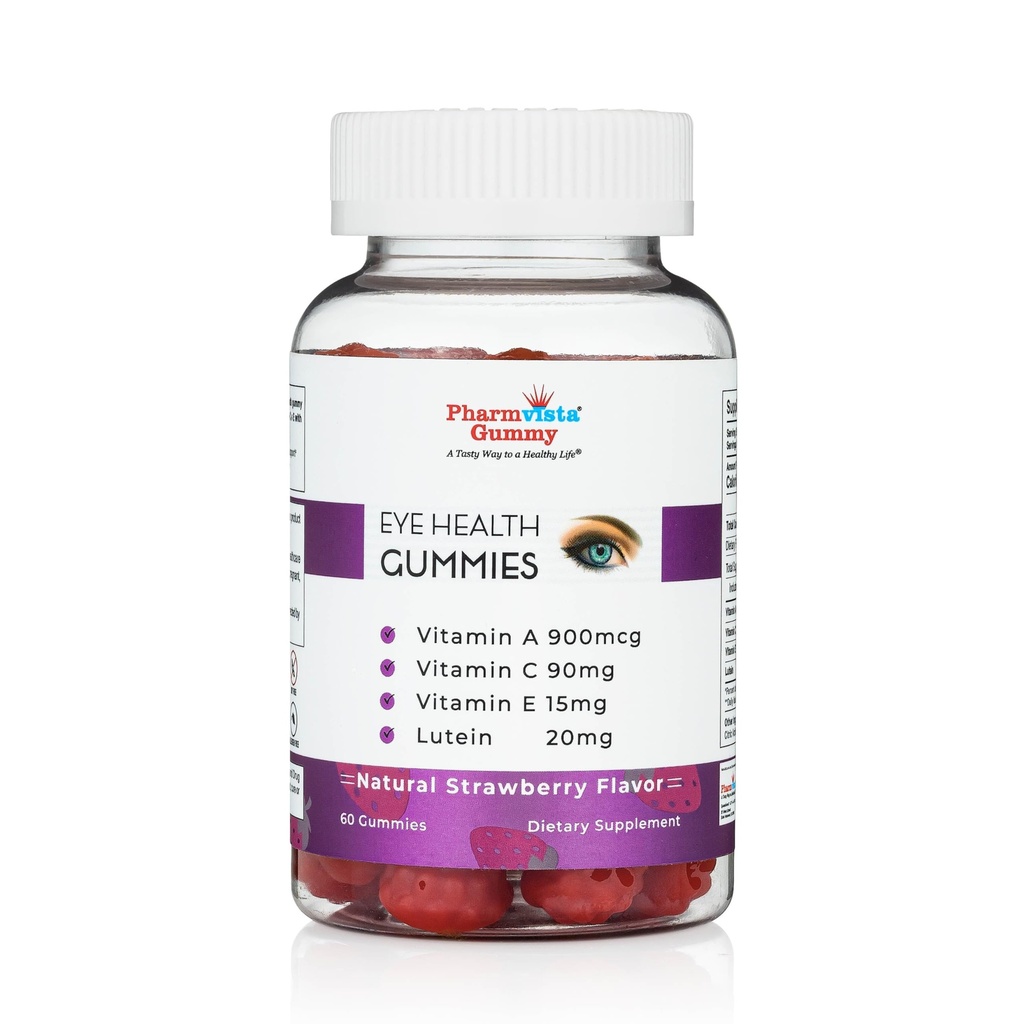 Eye Health Support Gummy - Vitamin A + C + E + Lutein - Gluten Free, Vegansk Friendly Supplement - 60 Greve