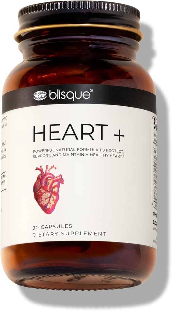 Blisque – Natural Blood Pressure Support Supplement for Heart Health and Circulation | Doctor-Approved | with 200 mg CoQ10, Hawthorn Berry, Beet Root, Turmeric | 90 Capsules