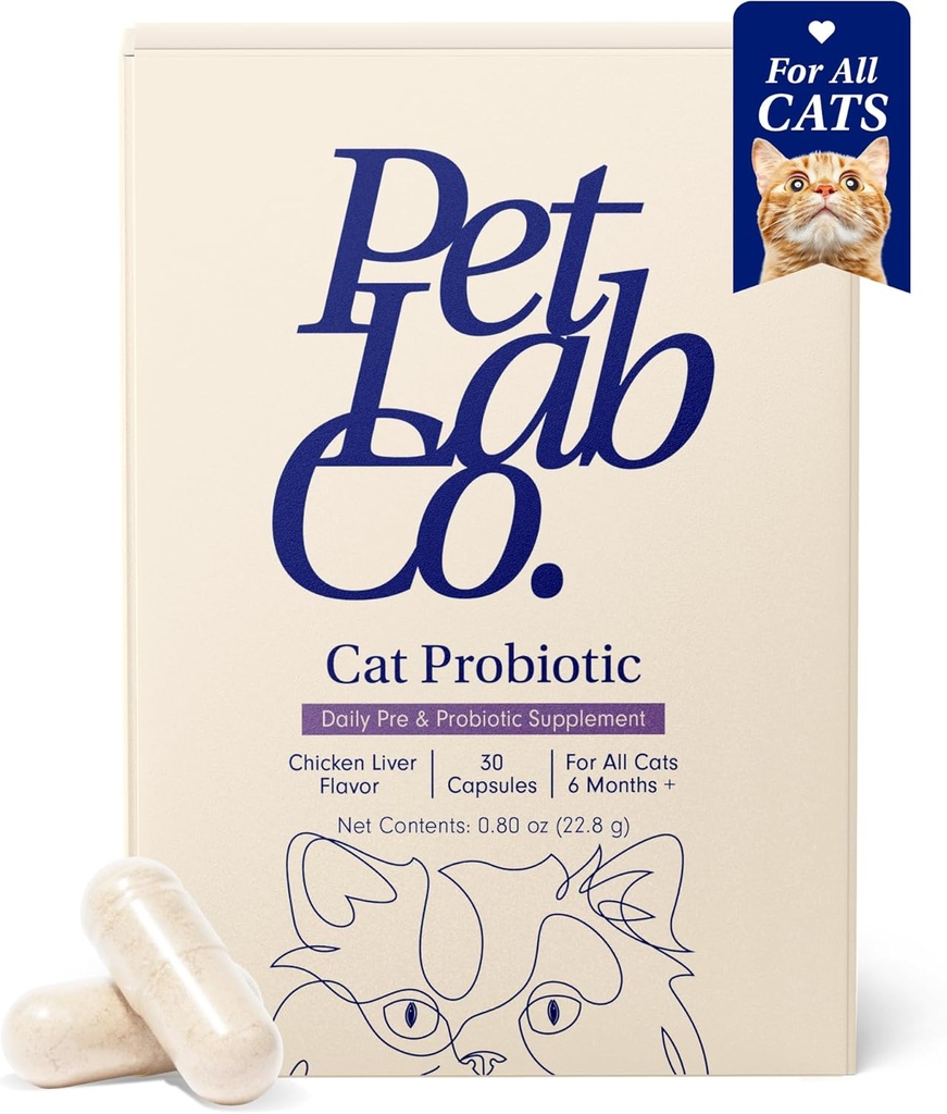 PetLab Co. Probiotika til katte, Support Gut Health, Lejlighedsvis Diarré, fordøjelsessygdomme & immunforsvar - Let at bruge - 30 Greve