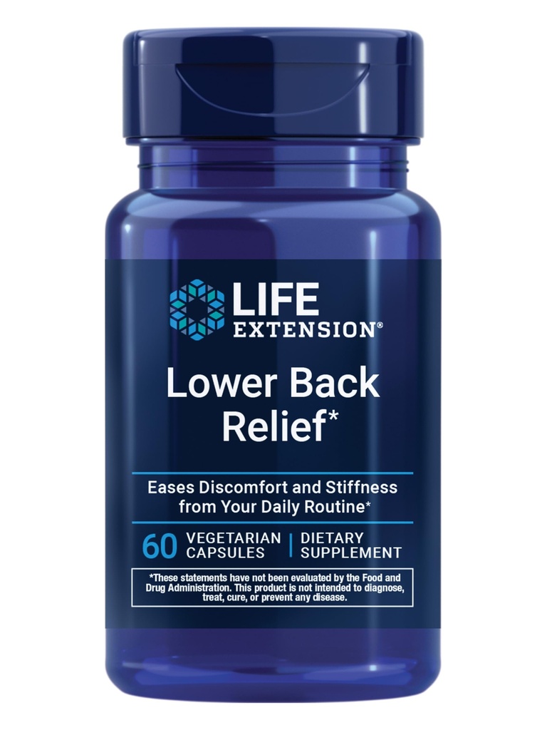 Life Extension Lavere Ryg Relief, Kinesisk Chaste Tree, Ingefær Uddrag, for Lavere Ryg ubehag og Lejlighedsvis Stiffness, Non- GMO, Gluten Free, Vegetar, 60 Kapsler