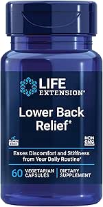Life Extension Lavere Ryg Relief, Kinesisk Chaste Tree, Ingefær Uddrag, for Lavere Ryg ubehag og Lejlighedsvis Stiffness, Non- GMO, Gluten Free, Vegetar, 60 Kapsler