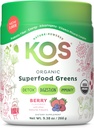 KOS Organic Superfood Green Powder - Gut Health fra Prebiotic Fiber, Supergreens og Adaptogens - USDA Certified Organic, Lavet i en GMP Certified Facility - 28 Servere Berry