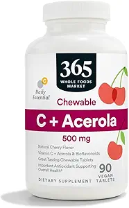 365 by Whole Foods Market, Vitamin C Plus Acerola C 500Mg, 90 Tablets (Pack of 2)