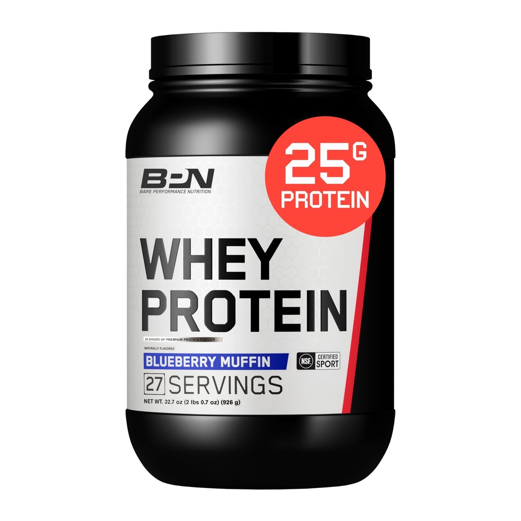 BARE YDEEVNE NETRITION, BPN Whey Protein + Casein Protein Powder Blend, Blåbær Muffin, 25g Protein per Servering Understøtter Lean Muscle Recovery, 27 Servere, Tredjeparts testet
