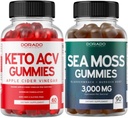 Keto ACV Gummies (60 Greve) Advanced Weight Loss Formel og Irish Sea Moss Gummies (90 Greve) med Bladerwrack & Burdock Root til Thyroid, Energi & immunforsvar - Ikke GMO, Vegansk Safe & Made in US