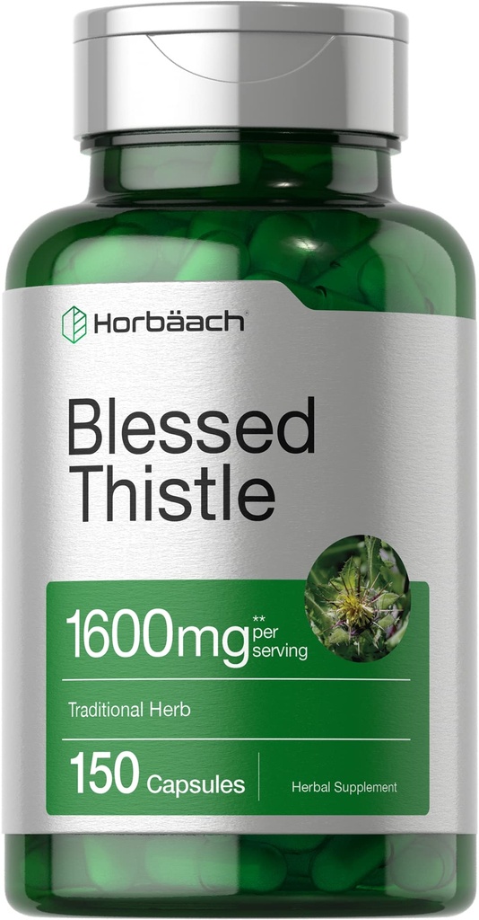 Horbaach Velsignede Thistle Capsules 1600 mg 2-125; 150 Greve 1-125; Max Potency 1-125; Non- GMO, Gluten Free Herb Supplement