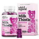 Wild & Organic Milk Thistle Gummies 1500mg - Urtetilskud til lever rense Detox - Silymarin Milk Thistle Lever Detox Gummies - 60 Vegan, non-GMO tygger