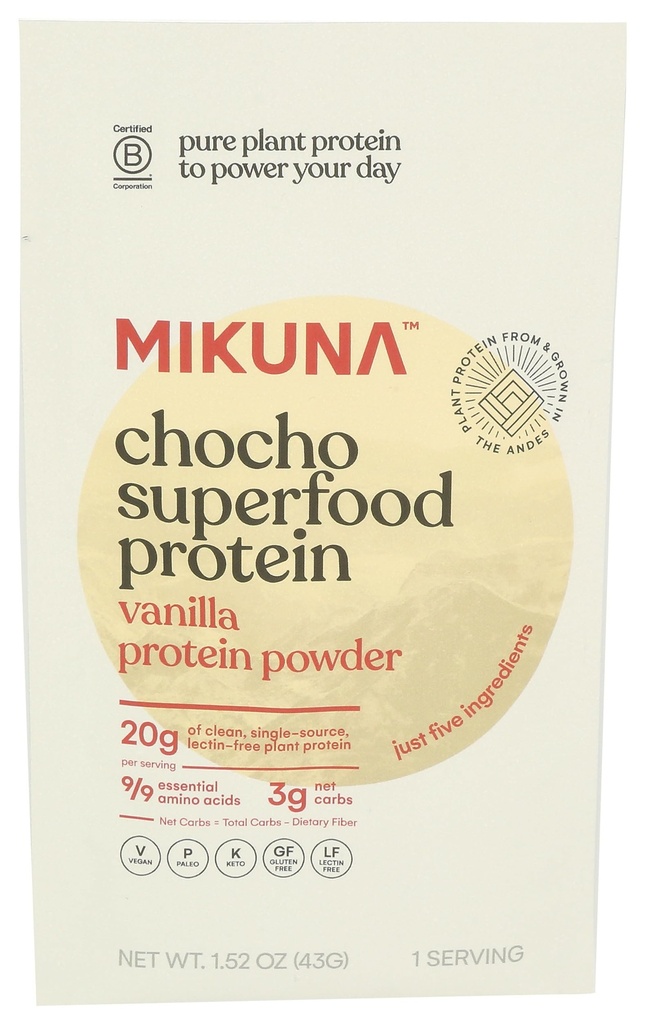 Mikuna Vanilla Chocho Protein Powder SGL, 1.52 OZ
