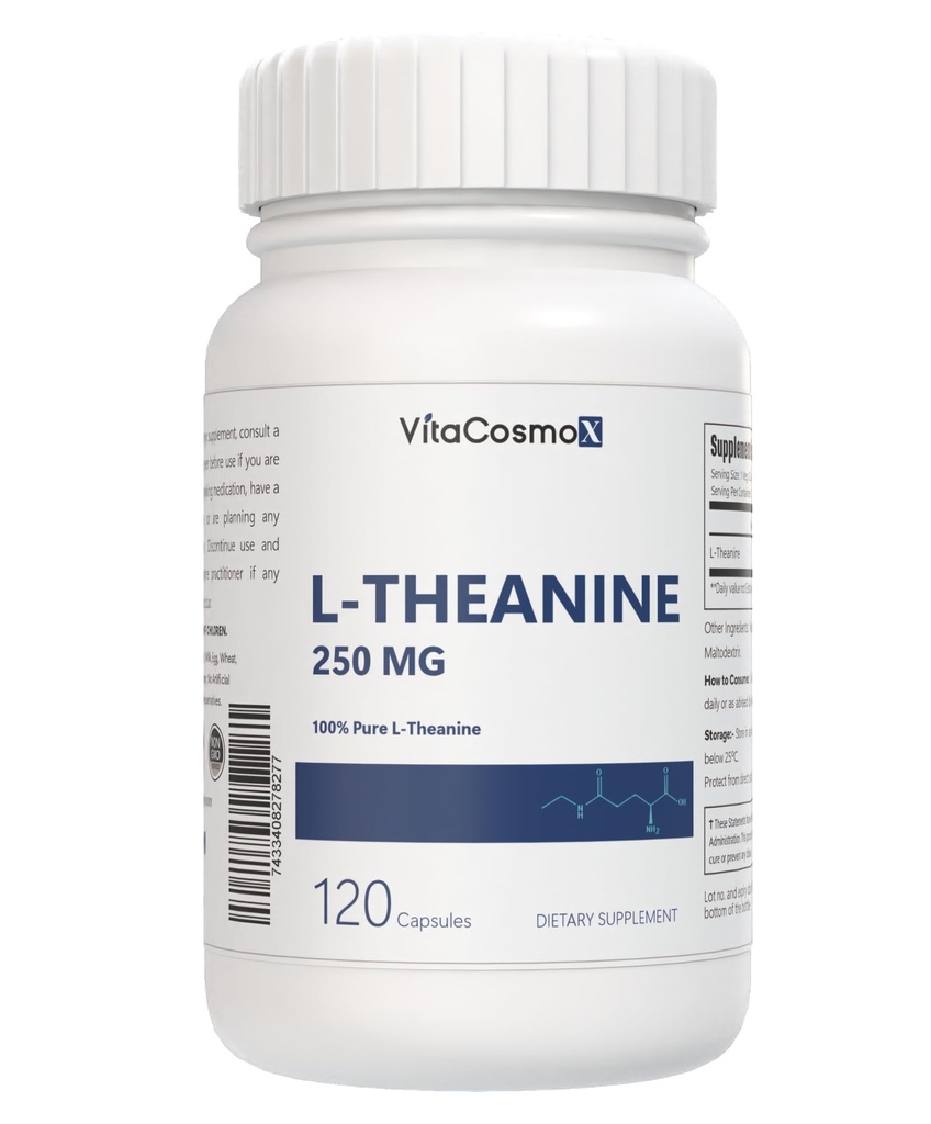 L-Theanine, 250 mg Vegan Capsules, 100% Vegetarian, Non-GMO & Gluten Free