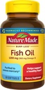 Nature Made Burp Mindre Fish Oil Omega 3 Kosttilskud, 1200 mg Softgels, EPA DHA Omega 3 Fish Oil Kosttilskud til sund hjertestøtte, 60 Softgels, 30 dages levering
