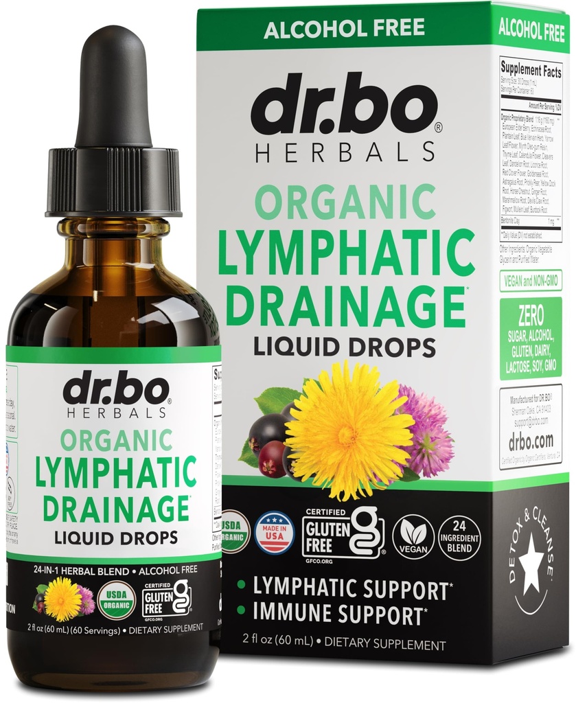 Lymphatic Drainage Supplements Drops - Organic Lymphatic Support Liquid Drops Cleanse with Echinacea, Lymph System Support Supplement, Lymph Node Detox Cleanse System Drainage - 2oz Non-GMO Organics