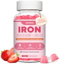Vegansk jerntilskud Gummies for kvinder & mænd, Anæmi, Blood Builder & Energy Support for Iron Deficiency, med vitamin C, A, B Complex, Folate, CoQ10, Sukker fri, non-GMO, 60 Greve