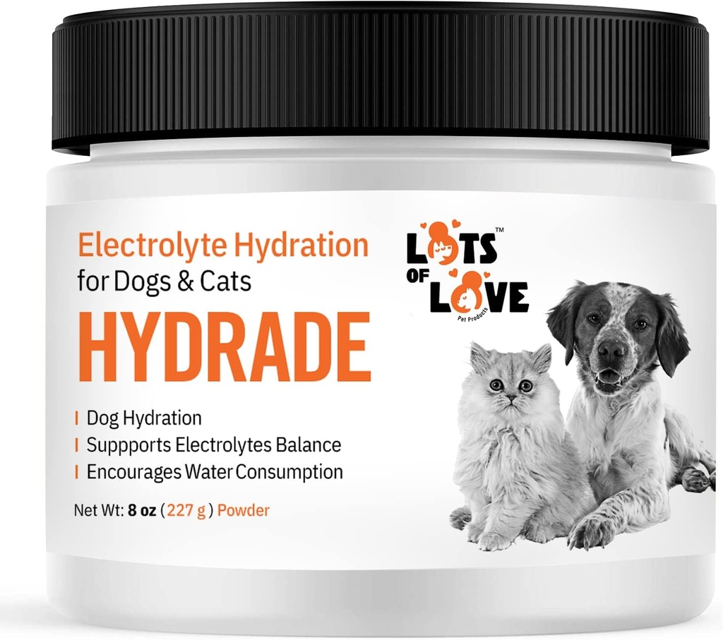 Hydrade pulver - Elektrolyter til hund & kat dehydrering - Hydrering til hunde & katte - Masser af kærlighedspet produkter (8 Oz)