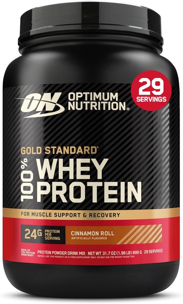 Optimum Nutrition New Flavor Gold Standard 100% Whey Protein Powder, Cinnamon Roll, 2 Pund (pakke med 1) (Packaging May Vary)